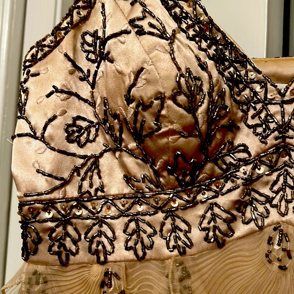 Sue Wong Beaded Cocktail Dress withh fishtail pleats - Picture 2 of 5